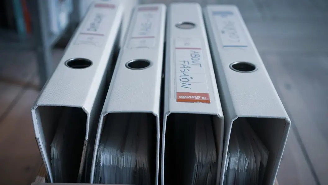 Binders of documents.