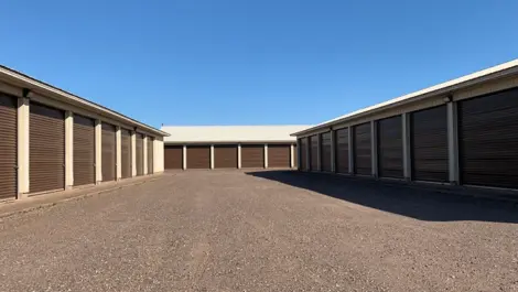 Exterior of outdoor storage units at ABC Easy Storage facility.