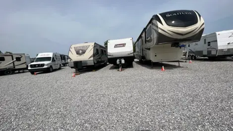Outdoor RV parking at All In One Storage.
