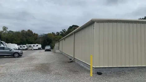 Exterior of Volunteer Storage Chapman units with vehicle storage in the back.