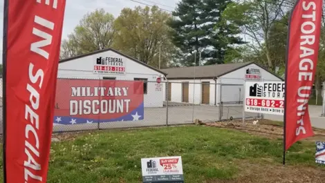 Exterior of signage at Federal Storage facility.
