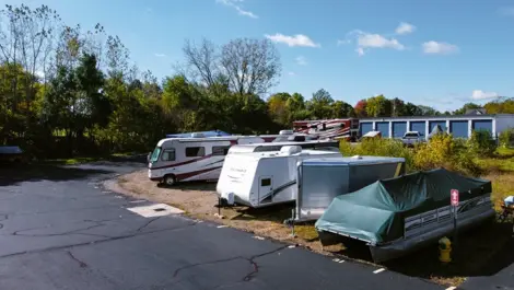 Outdoor vehicle storage at Osprey Storage Portage facility.