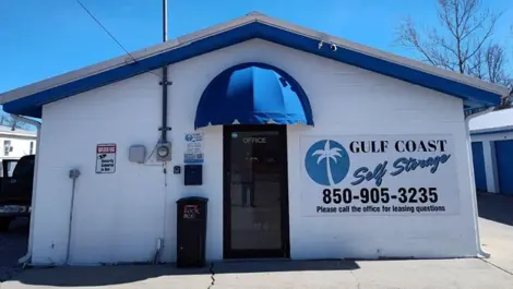 Office with signage at Gulf Coast Self Storage Sherman Ave.