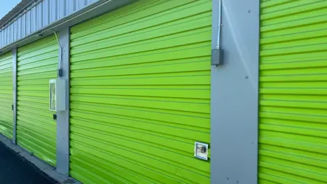 View of outdoor storage at Mountain Vista Mini Storage facility.