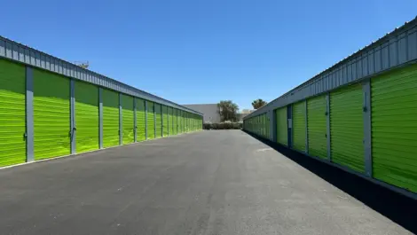 View of outdoor storage at Mountain Vista Mini Storage facility storage units.