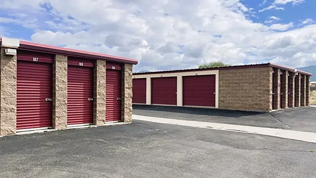 Outdoor storage units at Alice's Attic Self Storage.
