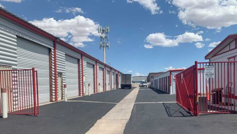 Mountain Vista North Mini Storage outdoor storage and gated entrance.