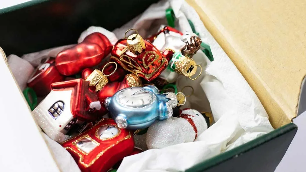 Glittery seasonal ornaments